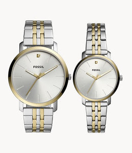 His and Her Lux Luther Three-Hand Two-Tone Stainless Steel Watch Gift Set